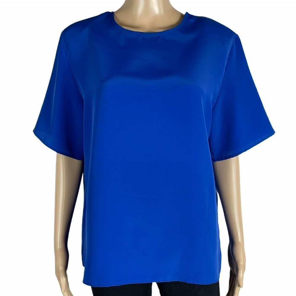 David Matthew Vintage 1970s Women's Blue Blouse